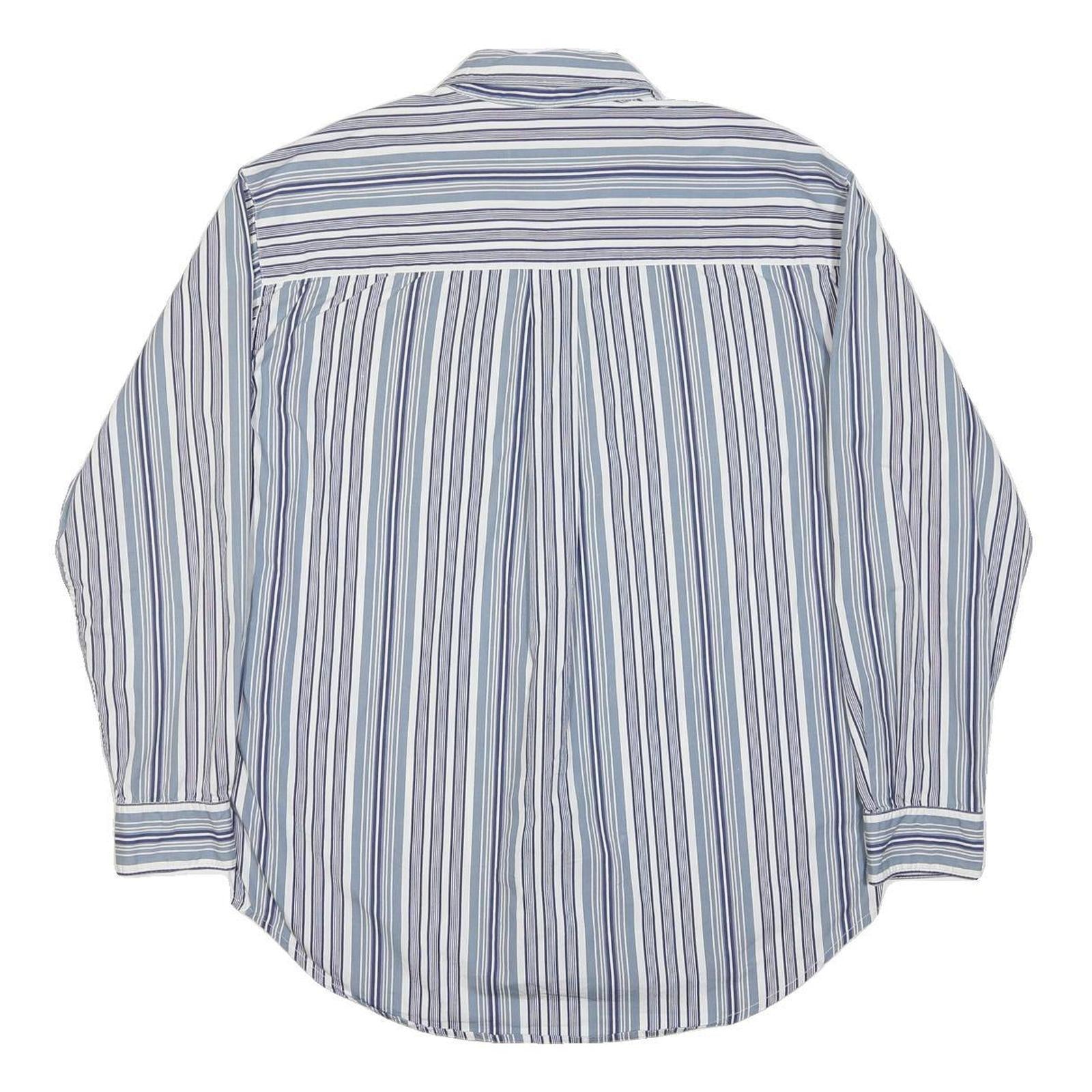 RALPH LAUREN POLO JEANS COMPANY Mens Blue & White Striped Shirt M Cotton Long