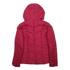 GUESS Womens Red Puffer Jacket XS Polyester Zip Hooded Quilted Casual Winter