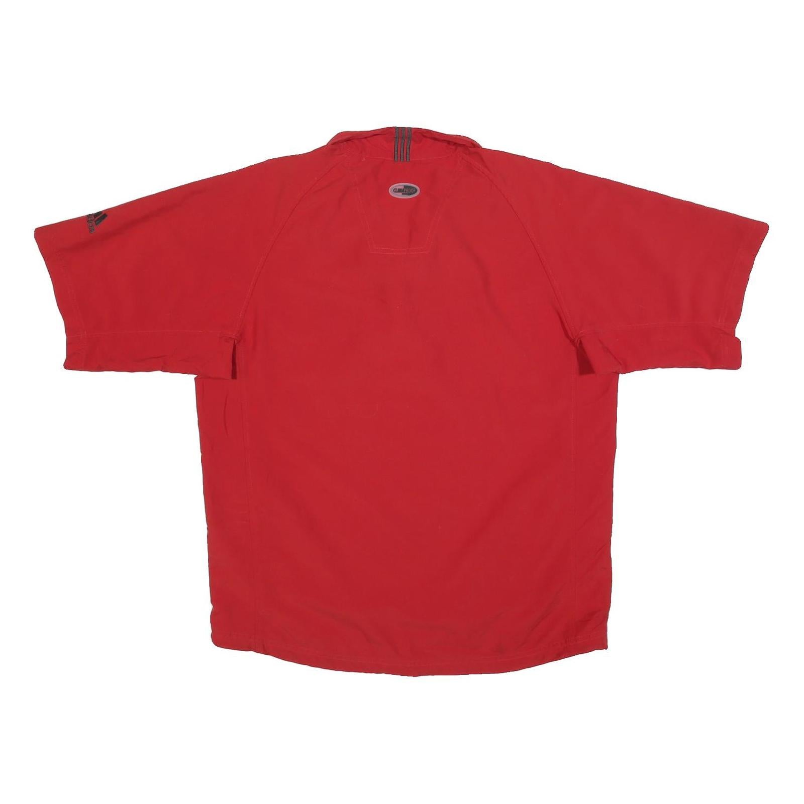 ADIDAS Mens Red Polyester Blend T-Shirt M Short Sleeve Half Zip Athletic Sports