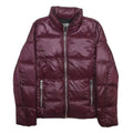 KARL LAGERFELD Womens Maroon Quilted Nylon Jacket L Zip Puffer Winter Coat