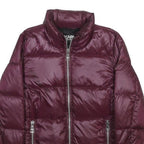 KARL LAGERFELD Womens Maroon Quilted Nylon Jacket L Zip Puffer Winter Coat