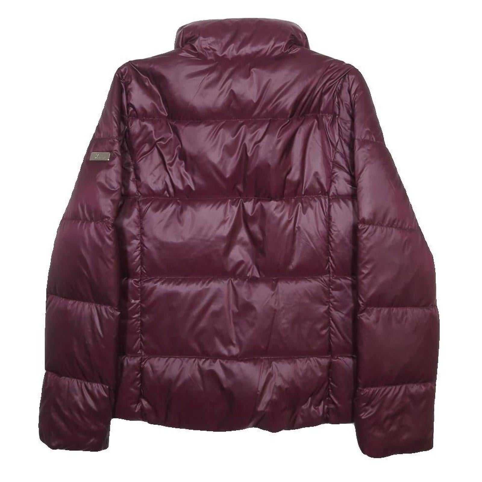 KARL LAGERFELD Womens Maroon Quilted Nylon Jacket L Zip Puffer Winter Coat