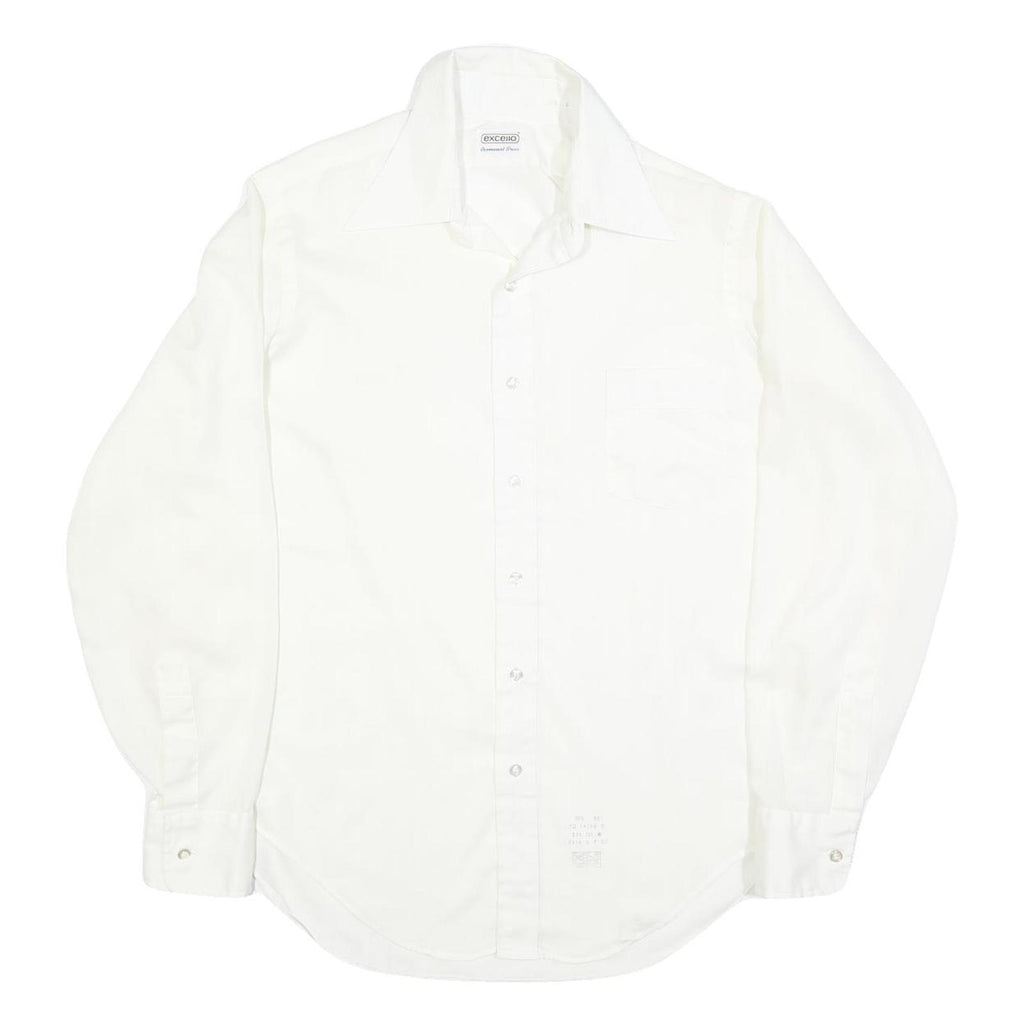 EXCELLO Mens White Shirt L Classic Button Long Sleeve Formal Polyester Blend