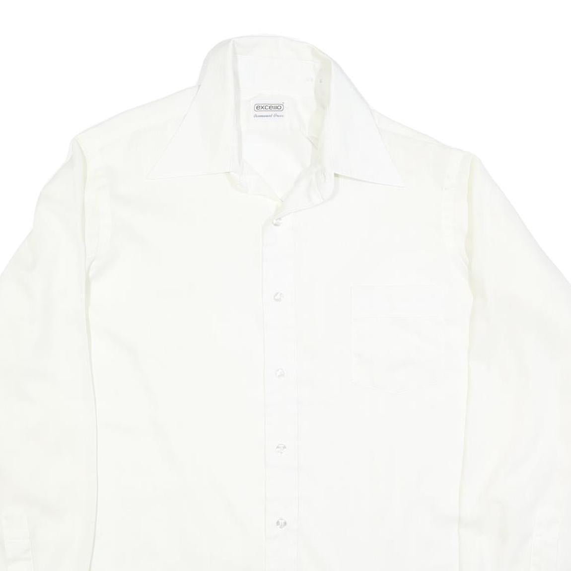 EXCELLO Mens White Shirt L Classic Button Long Sleeve Formal Polyester Blend