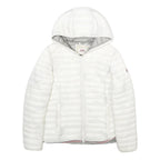 RIFLE Womens White Lightweight Puffer Hooded Jacket S Polyamide Zip Plain