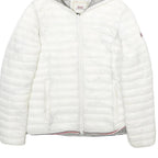 RIFLE Womens White Lightweight Puffer Hooded Jacket S Polyamide Zip Plain