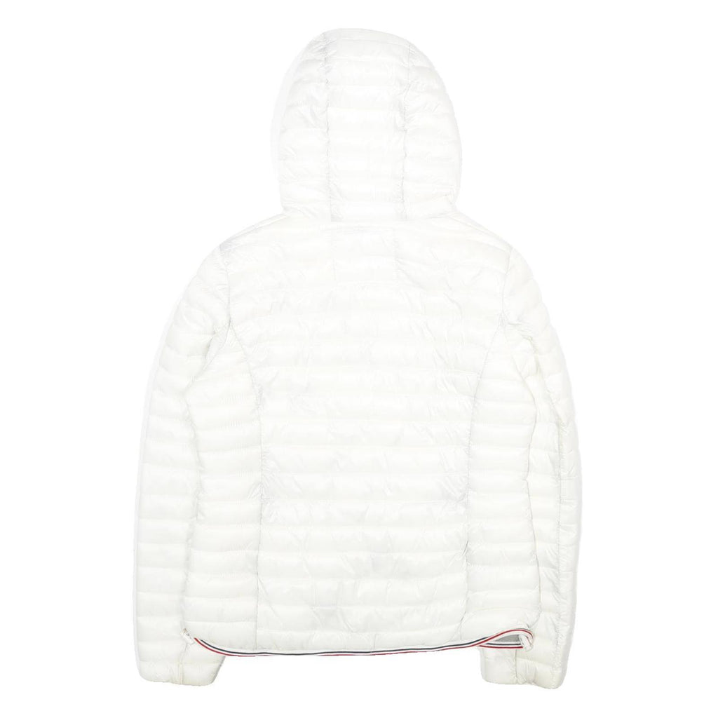 RIFLE Womens White Lightweight Puffer Hooded Jacket S Polyamide Zip Plain