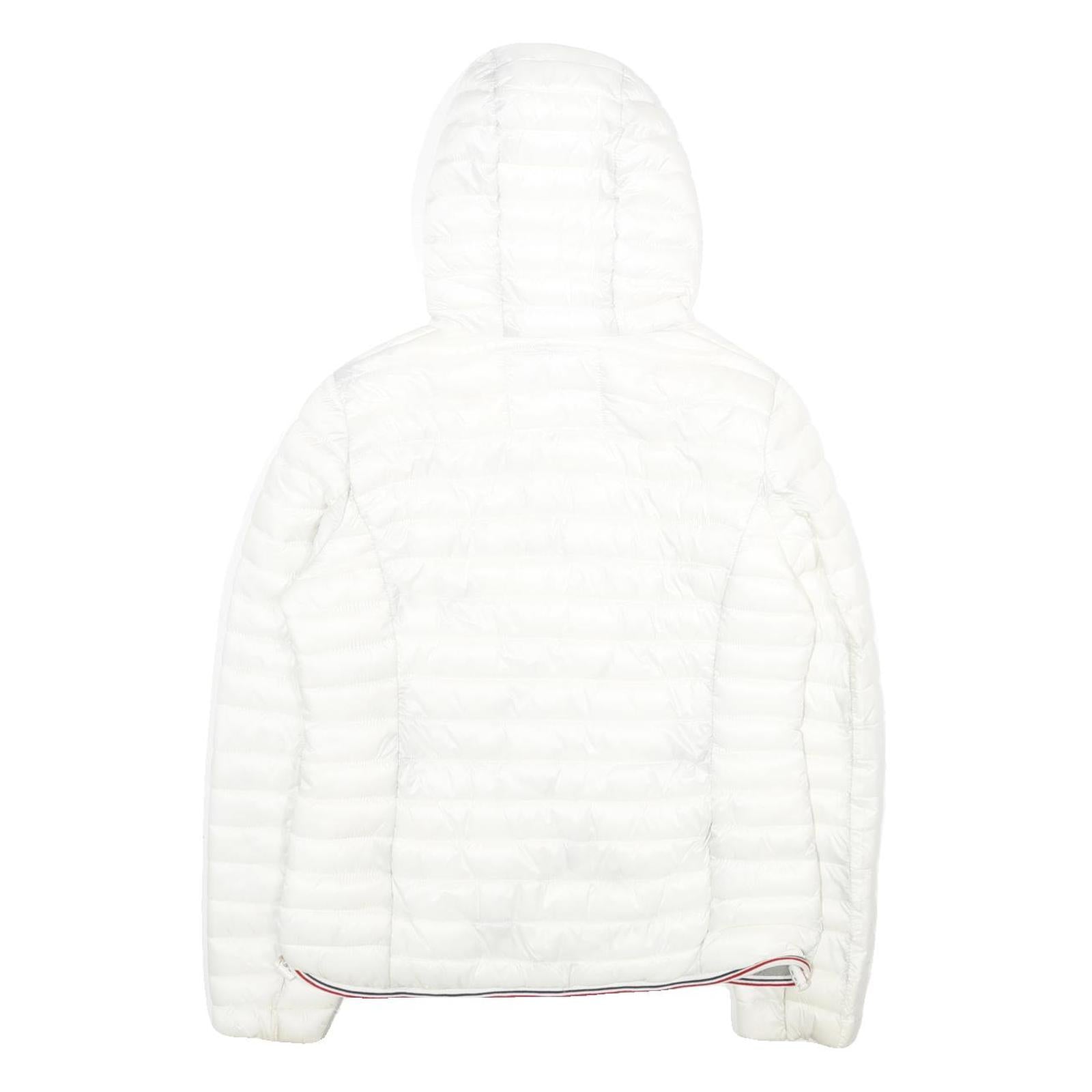 RIFLE Womens White Lightweight Puffer Hooded Jacket S Polyamide Zip Plain