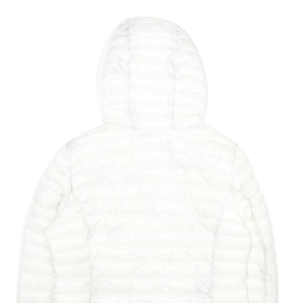 RIFLE Womens White Lightweight Puffer Hooded Jacket S Polyamide Zip Plain