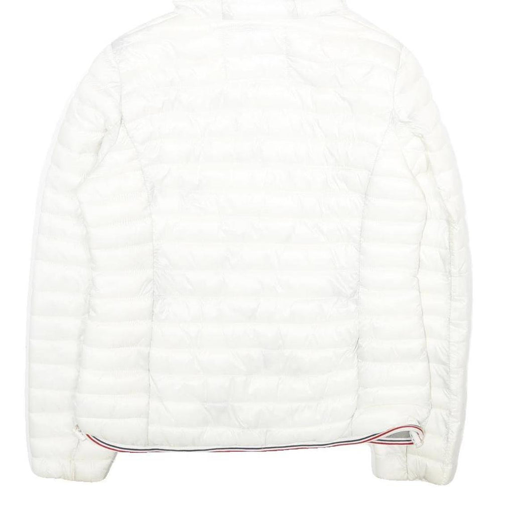 RIFLE Womens White Lightweight Puffer Hooded Jacket S Polyamide Zip Plain