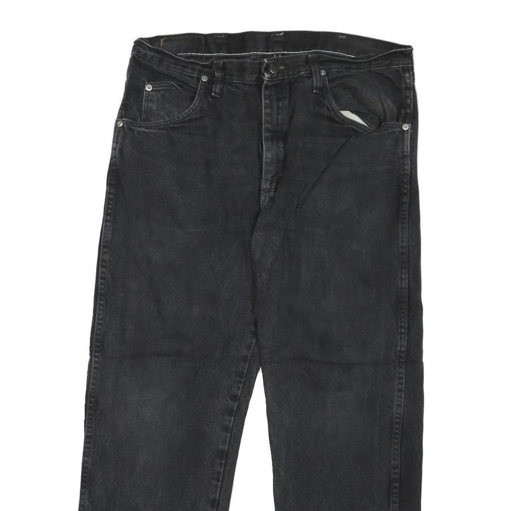 WRANGLER Mens Black Regular Fit Straight Leg Denim Jeans W34 L28 Zip Closure