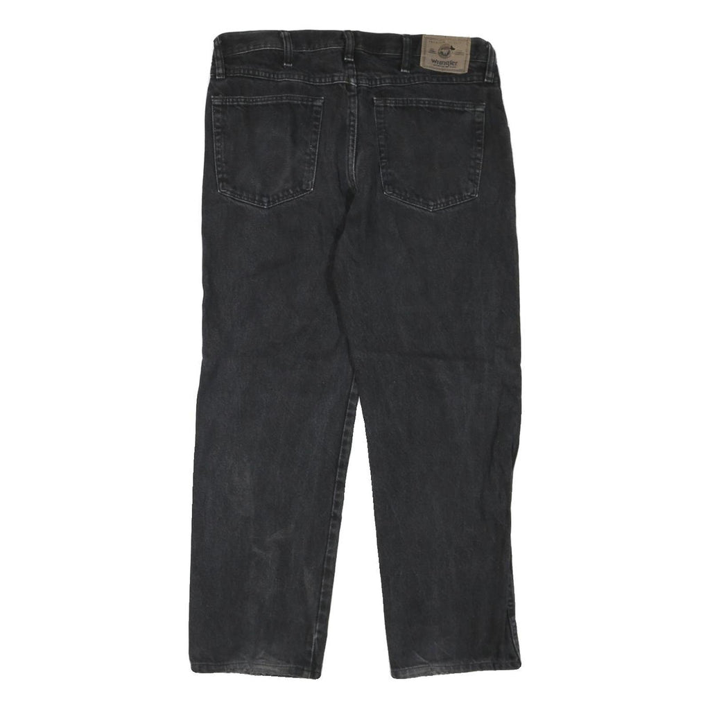 WRANGLER Mens Black Regular Fit Straight Leg Denim Jeans W34 L28 Zip Closure
