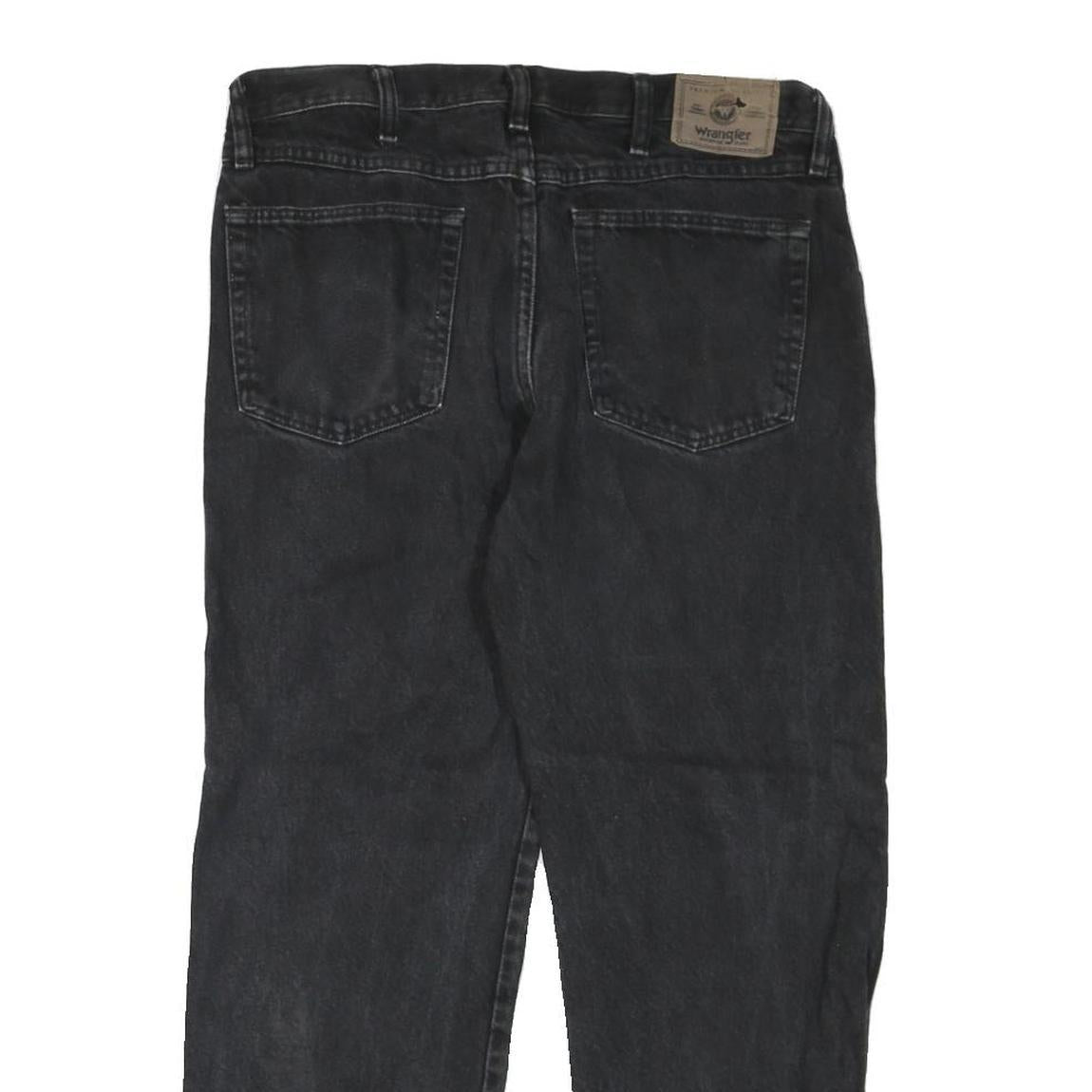 WRANGLER Mens Black Regular Fit Straight Leg Denim Jeans W34 L28 Zip Closure