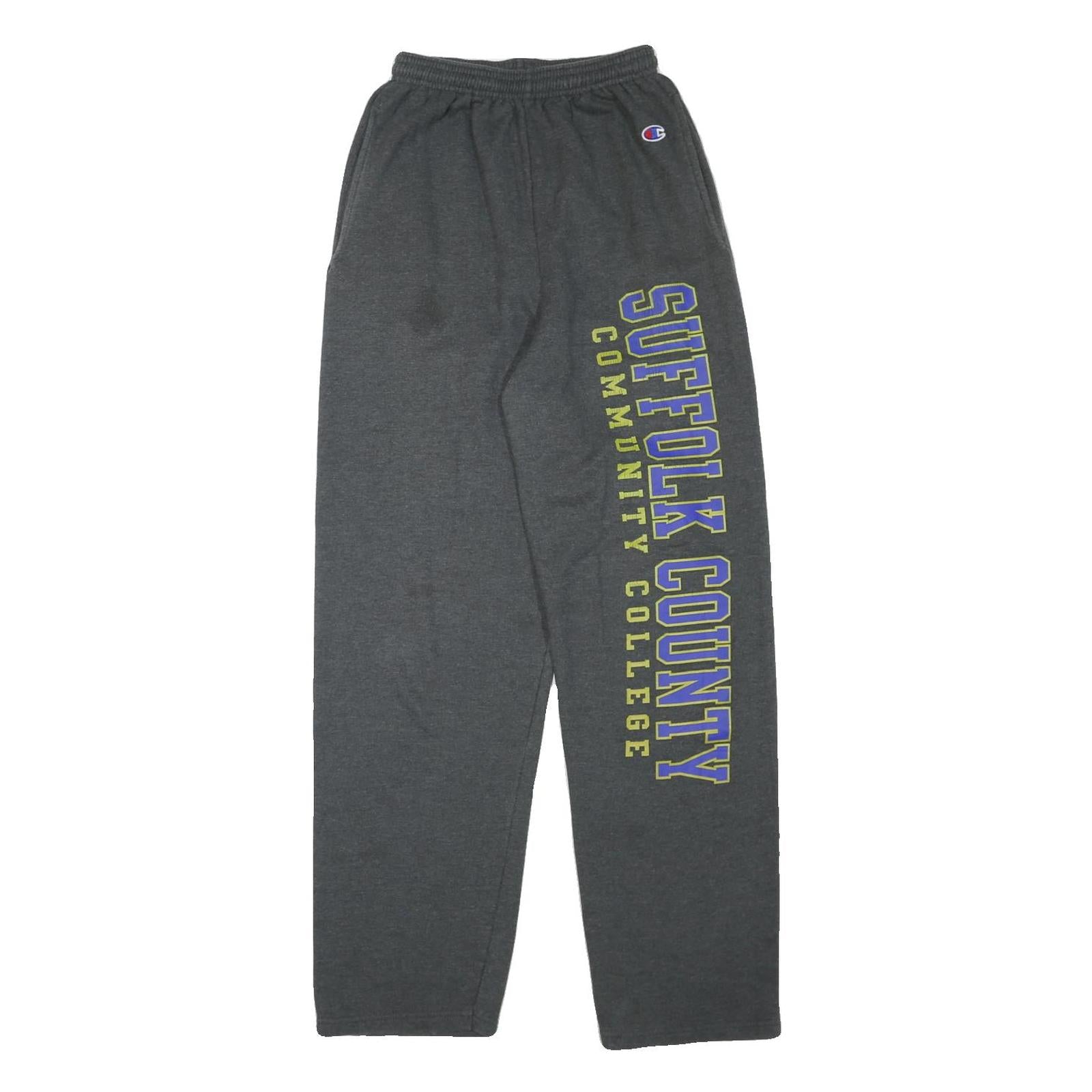 CHAMPION Mens Joggers Grey Suffolk County Print Slim Tapered S W24 L30 Cotton