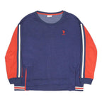 U.S. POLO ASSN Womens Blue & Red Crew Neck L Sweatshirt Cotton Blend Casual