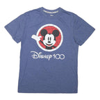 DISNEY Mens Blue Mickey Mouse Graphic T-Shirt S Short Sleeve Crew Neck Cotton