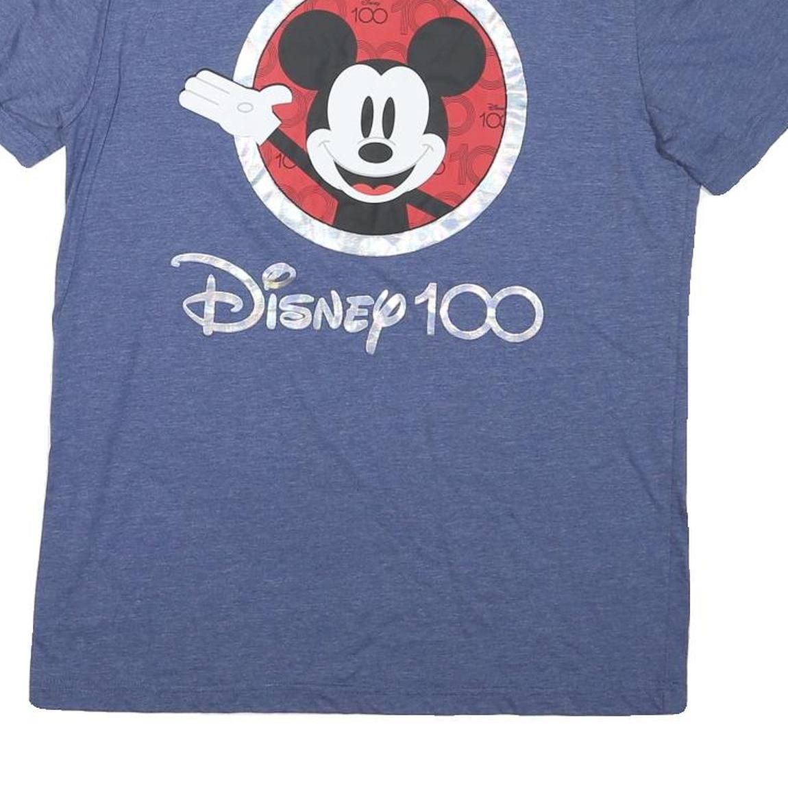 DISNEY Mens Blue Mickey Mouse Graphic T-Shirt S Short Sleeve Crew Neck Cotton
