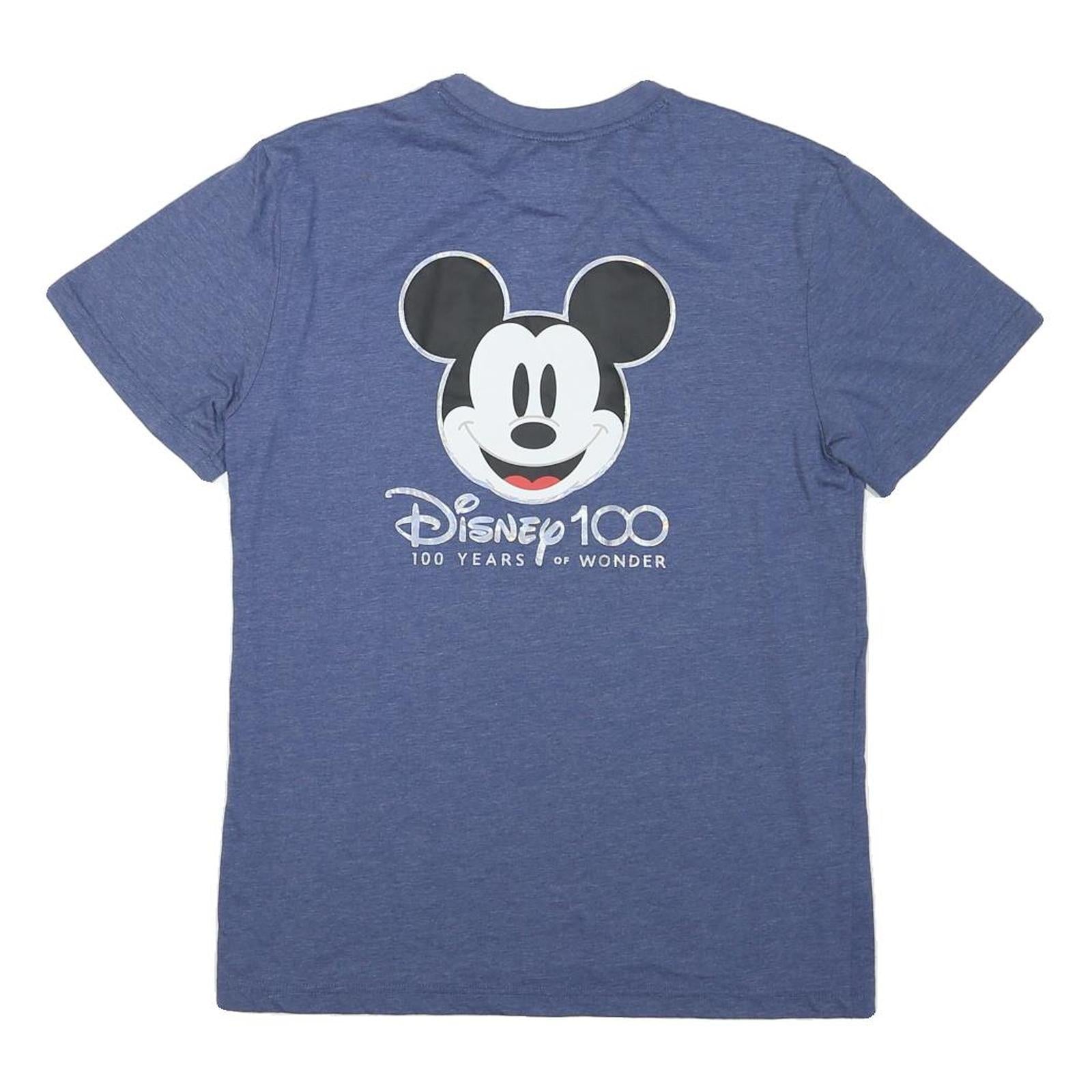 DISNEY Mens Blue Mickey Mouse Graphic T-Shirt S Short Sleeve Crew Neck Cotton