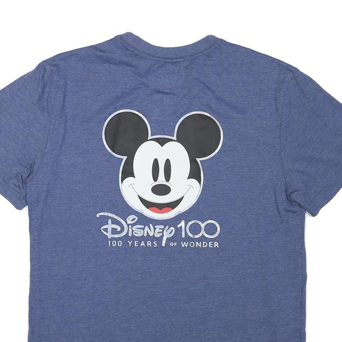 DISNEY Mens Blue Mickey Mouse Graphic T-Shirt S Short Sleeve Crew Neck Cotton