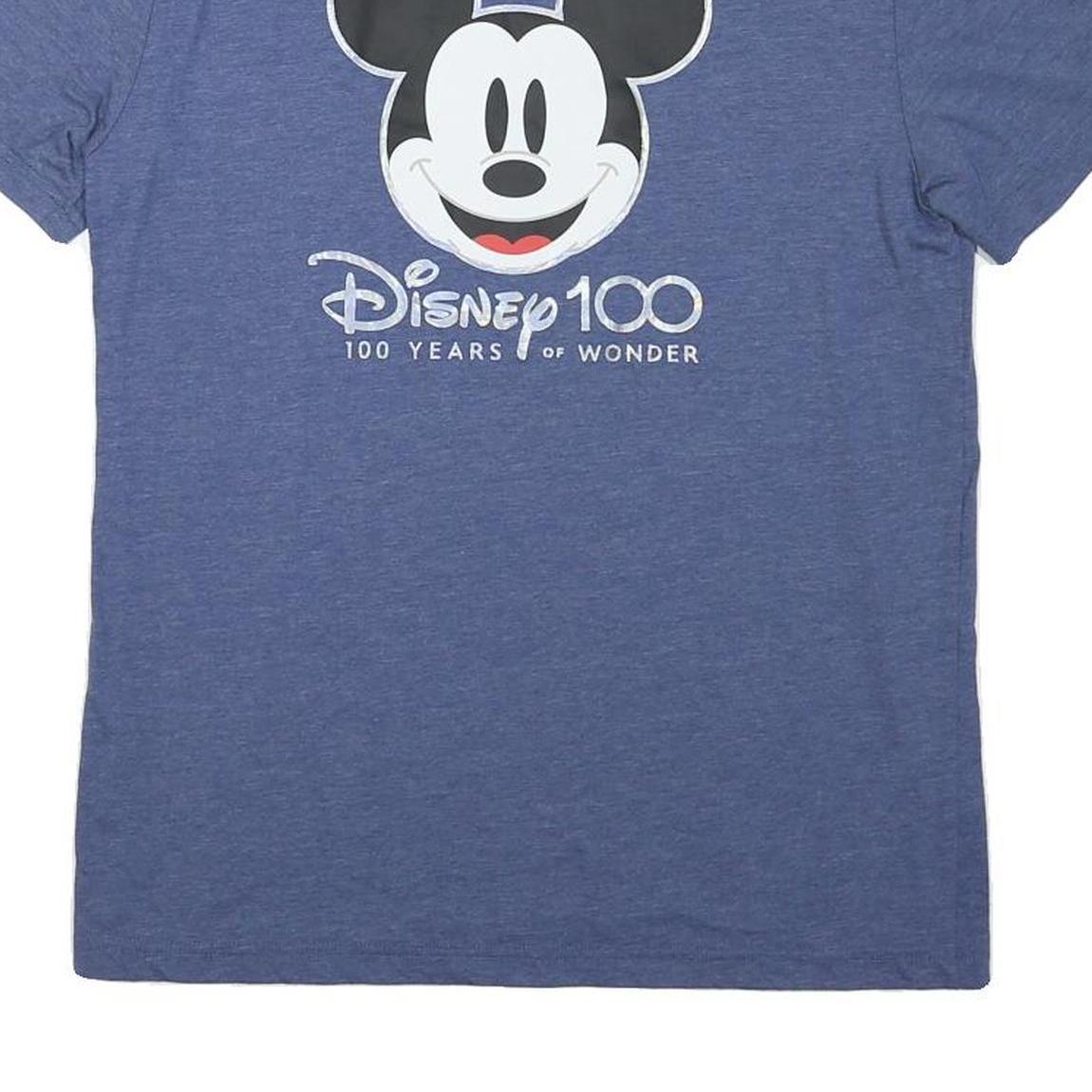 DISNEY Mens Blue Mickey Mouse Graphic T-Shirt S Short Sleeve Crew Neck Cotton