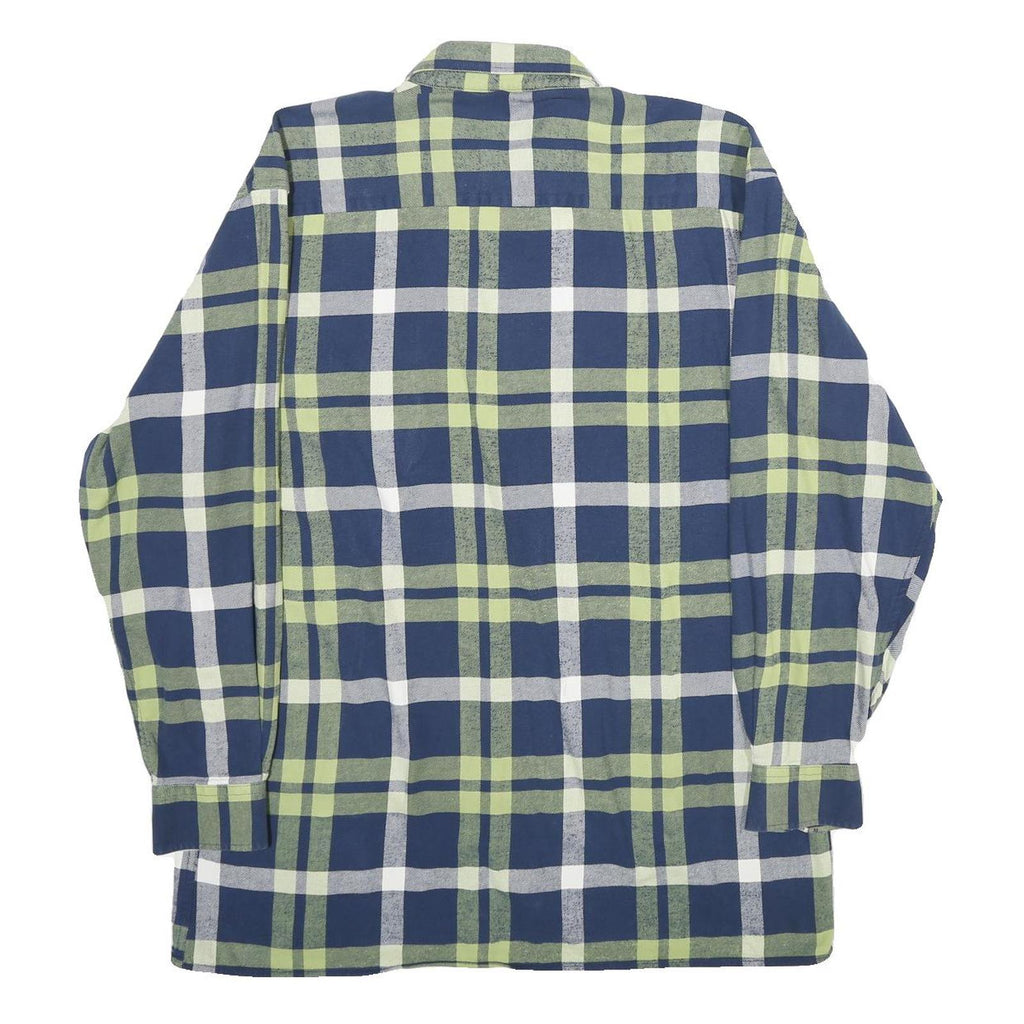 LEHNER VERSAND Mens Blue & Green Check Shirt L Cotton Long Sleeve Casual