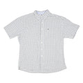TOMMY HILFIGER Mens White & Grey Check Shirt L Casual Cotton Blend Short Sleeve