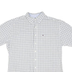 TOMMY HILFIGER Mens White & Grey Check Shirt L Casual Cotton Blend Short Sleeve