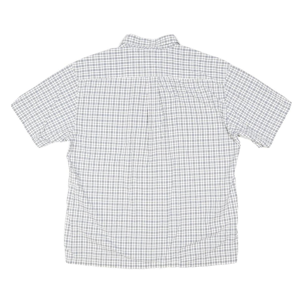 TOMMY HILFIGER Mens White & Grey Check Shirt L Casual Cotton Blend Short Sleeve