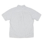 TOMMY HILFIGER Mens White & Grey Check Shirt L Casual Cotton Blend Short Sleeve