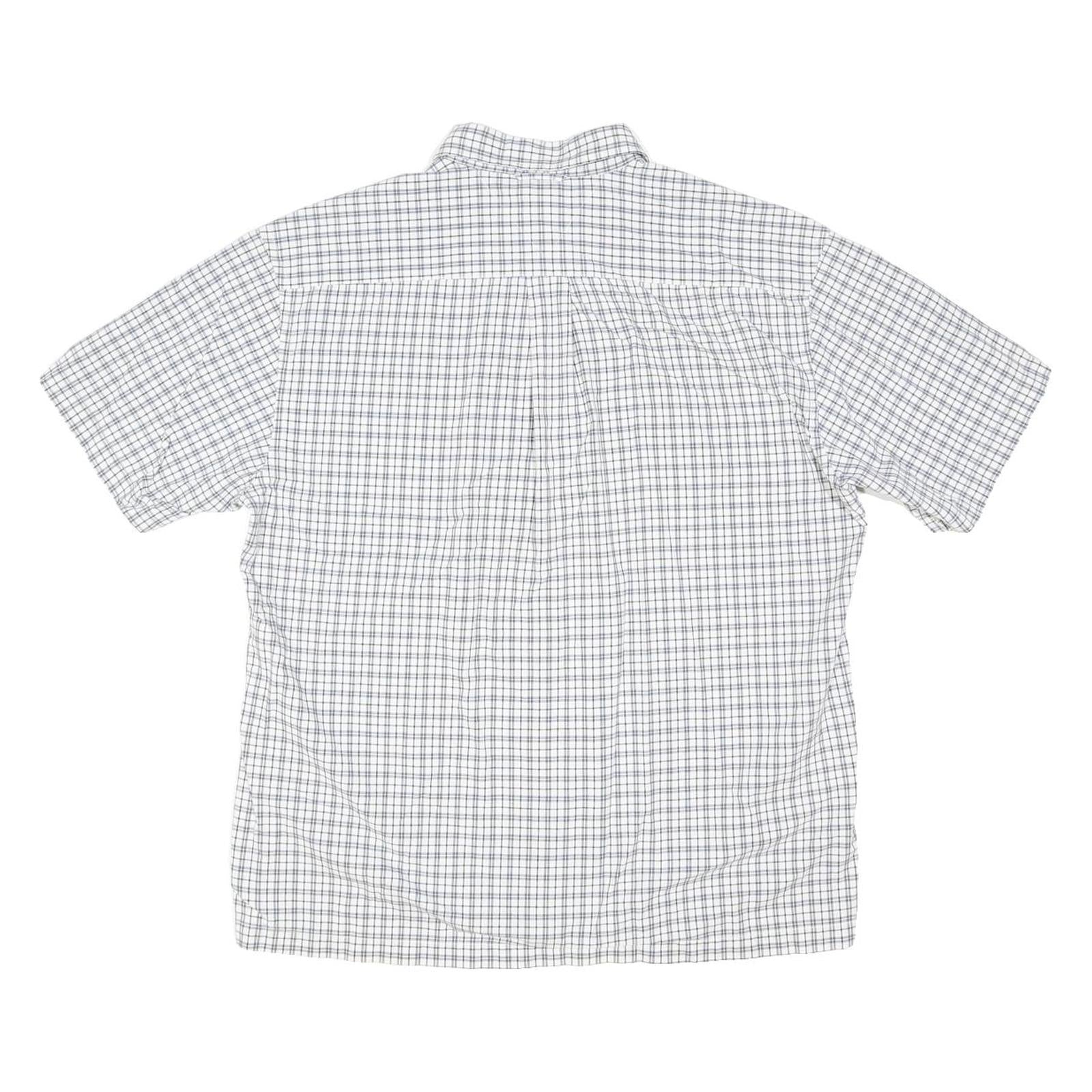 TOMMY HILFIGER Mens White & Grey Check Shirt L Casual Cotton Blend Short Sleeve