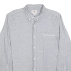TIMBERLAND Mens Grey Cotton Blend Casual Shirt L Button Down Pocket Long Sleeve