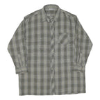 Mens Green & Grey Checked Cotton Blend Shirt 2XL Casual Classic Fit Button-Down