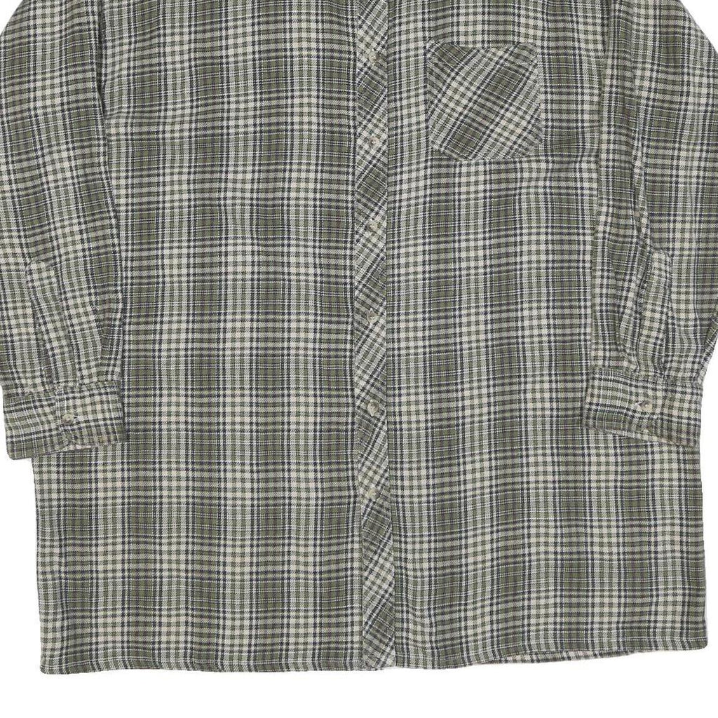 Mens Green & Grey Checked Cotton Blend Shirt 2XL Casual Classic Fit Button-Down