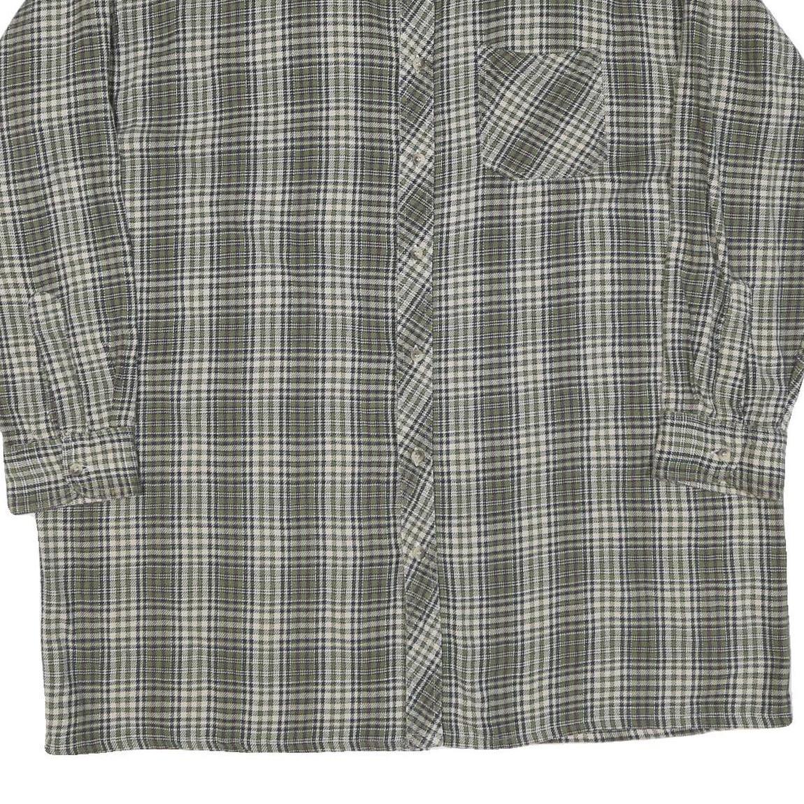 Mens Green & Grey Checked Cotton Blend Shirt 2XL Casual Classic Fit Button-Down