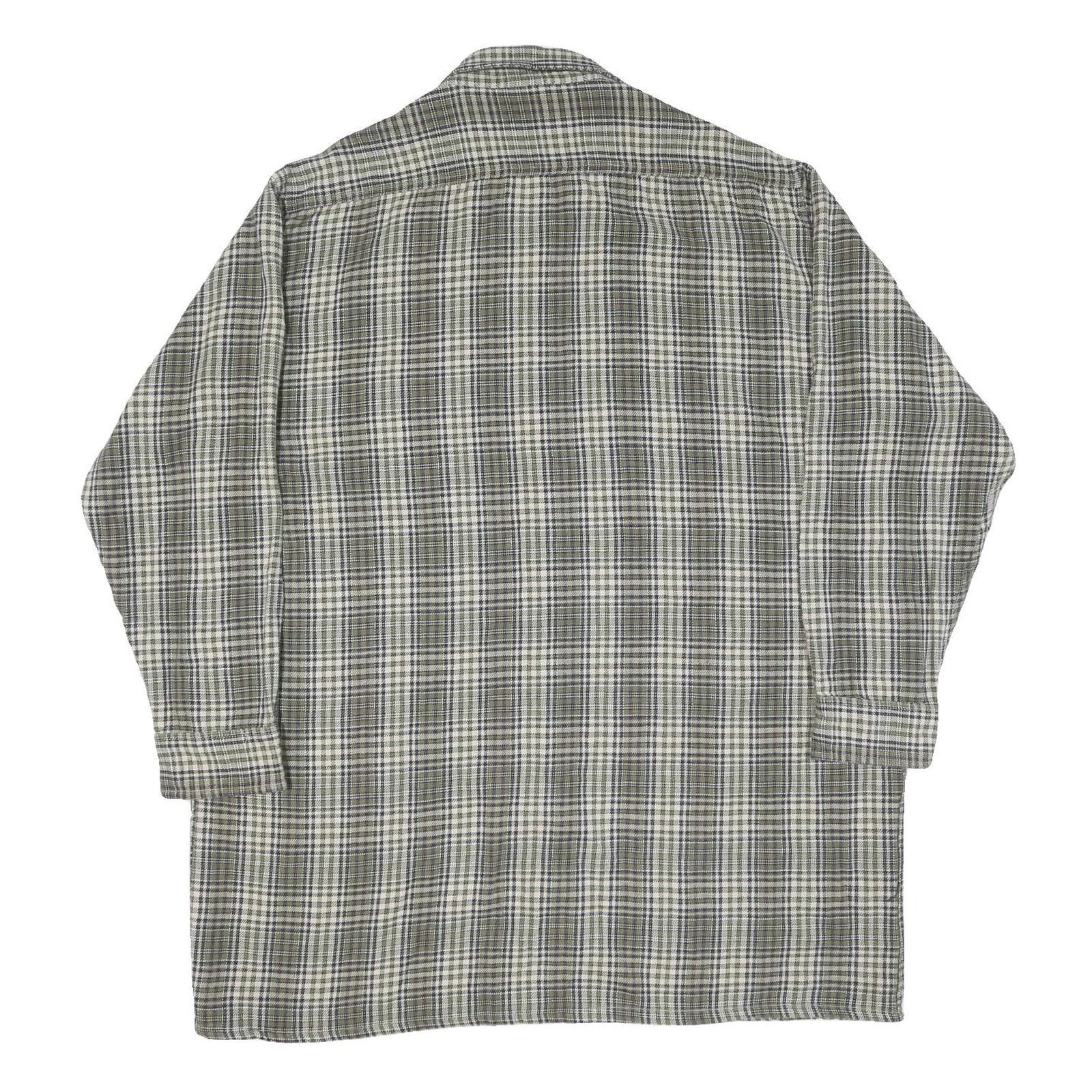 Mens Green & Grey Checked Cotton Blend Shirt 2XL Casual Classic Fit Button-Down