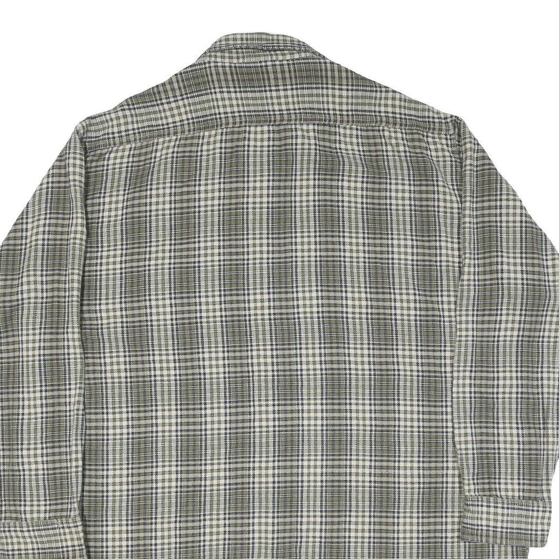 Mens Green & Grey Checked Cotton Blend Shirt 2XL Casual Classic Fit Button-Down
