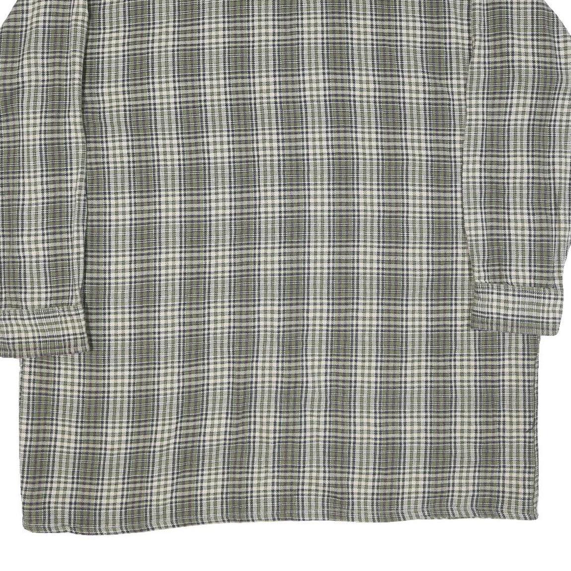 Mens Green & Grey Checked Cotton Blend Shirt 2XL Casual Classic Fit Button-Down