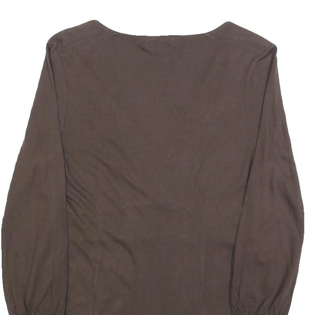 BODEN Womens Brown Embellished V-Neck Long Sleeve Top UK 12 Polyester Blend