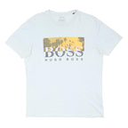 BOSS HUGO BOSS Mens White & Yellow Graphic T-Shirt M Short Sleeve Crew Neck