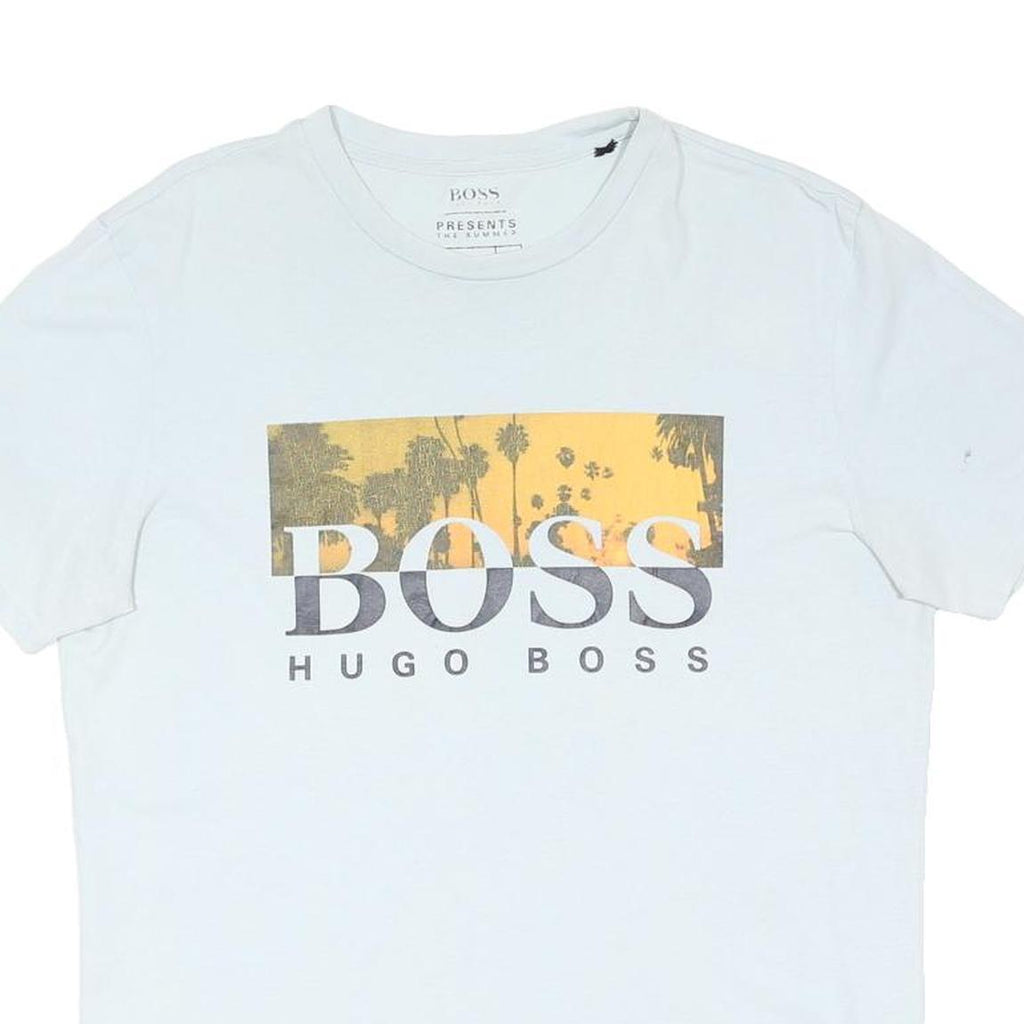 BOSS HUGO BOSS Mens White & Yellow Graphic T-Shirt M Short Sleeve Crew Neck