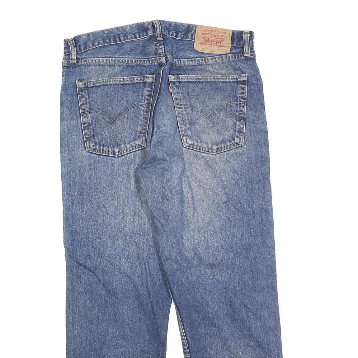 LEVI'S 521 02 Mens Jeans Blue Regular Straight Denim Medium W36 L28 Casual