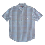 CHAPS Mens Blue & Black Check Shirt M Button Down Collar Short Sleeve Cotton