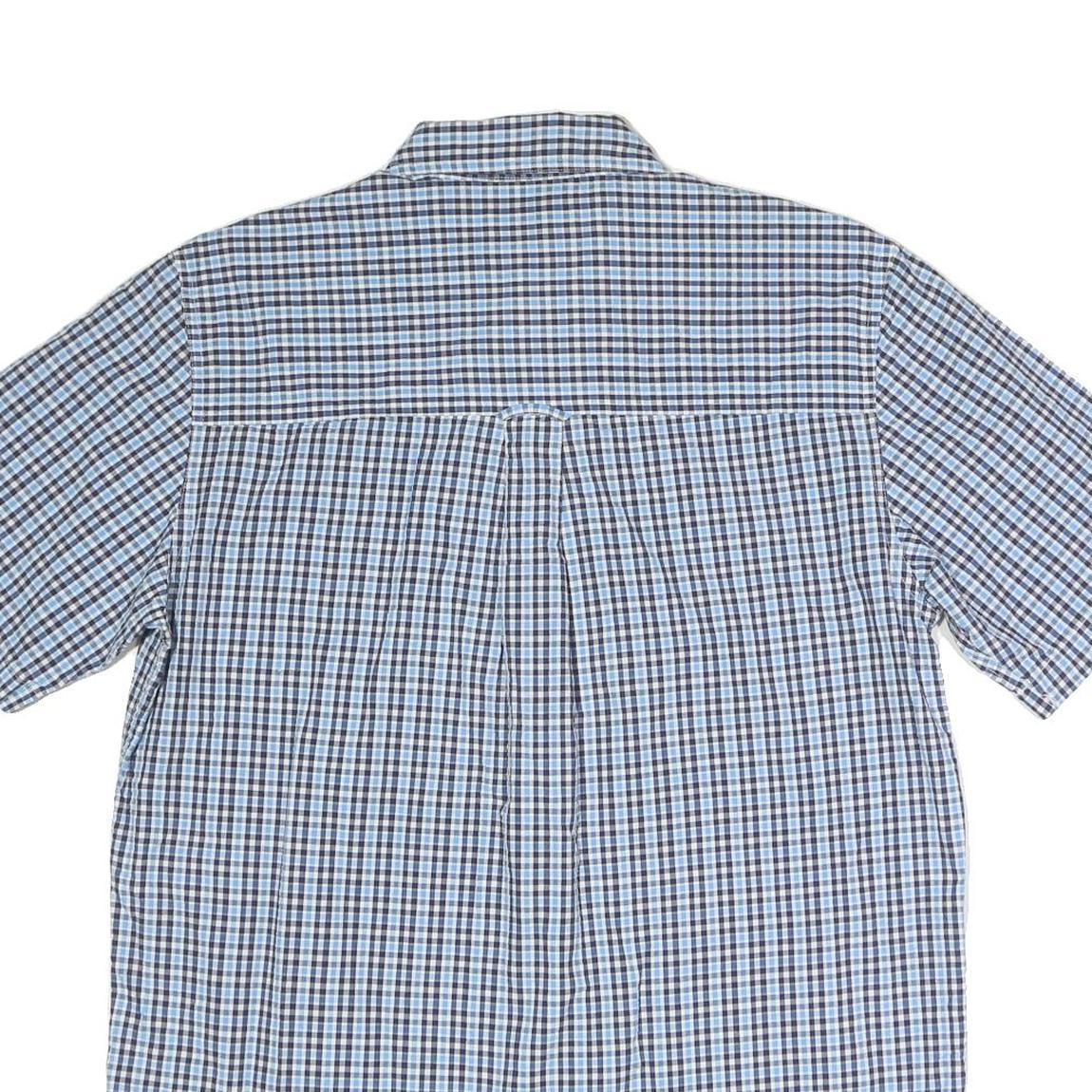 CHAPS Mens Blue & Black Check Shirt M Button Down Collar Short Sleeve Cotton