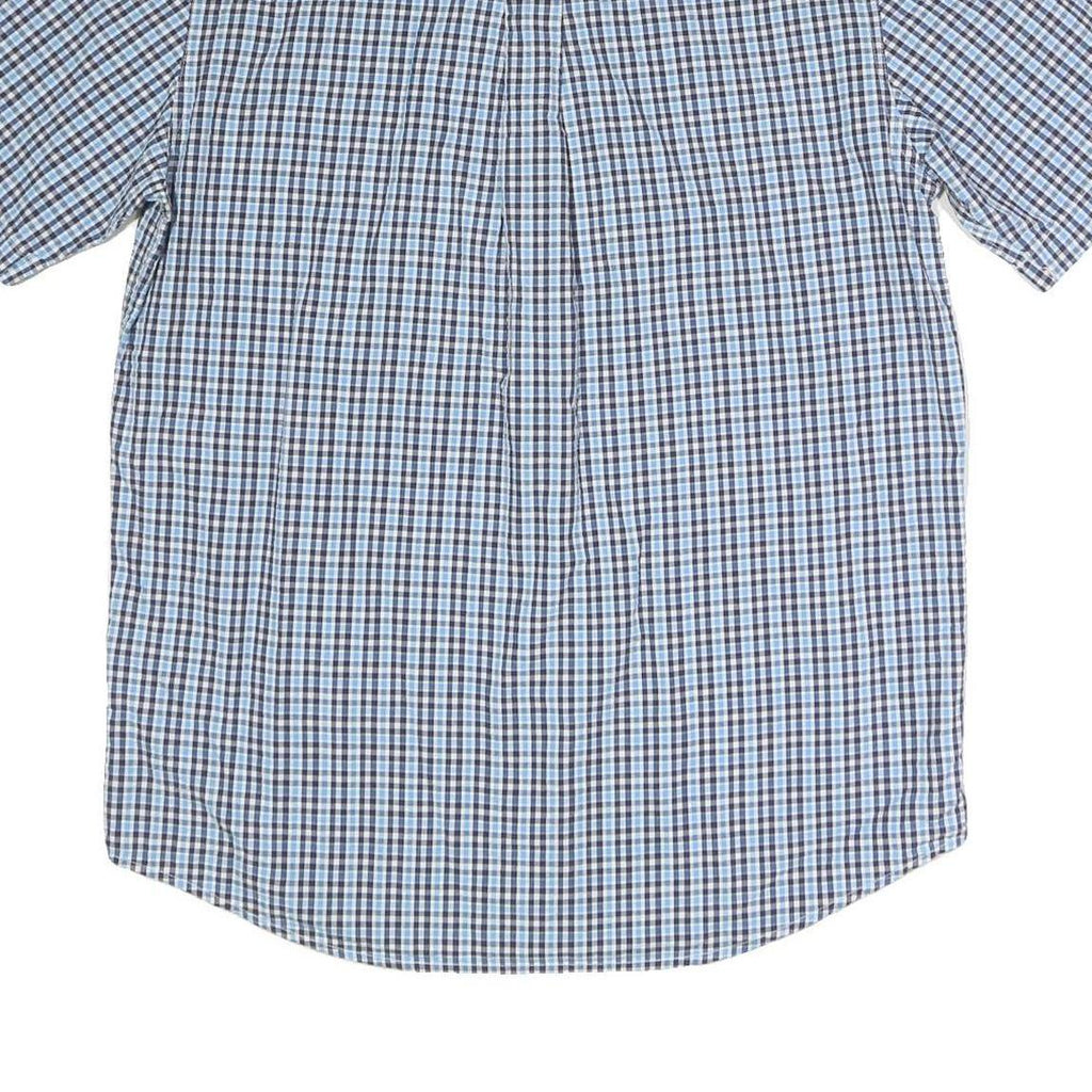 CHAPS Mens Blue & Black Check Shirt M Button Down Collar Short Sleeve Cotton