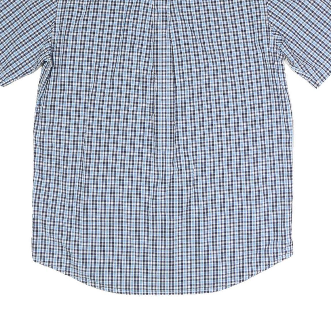 CHAPS Mens Blue & Black Check Shirt M Button Down Collar Short Sleeve Cotton