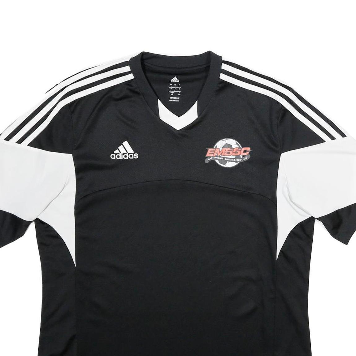 ADIDAS Mens Black & White Graphic T-Shirt L Short Sleeve V-Neck Sports Casual