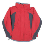 COLUMBIA Womens Red & Grey Outdoor Jacket L Polyester Blend Zip Winter Wear