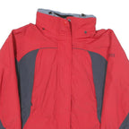 COLUMBIA Womens Red & Grey Outdoor Jacket L Polyester Blend Zip Winter Wear