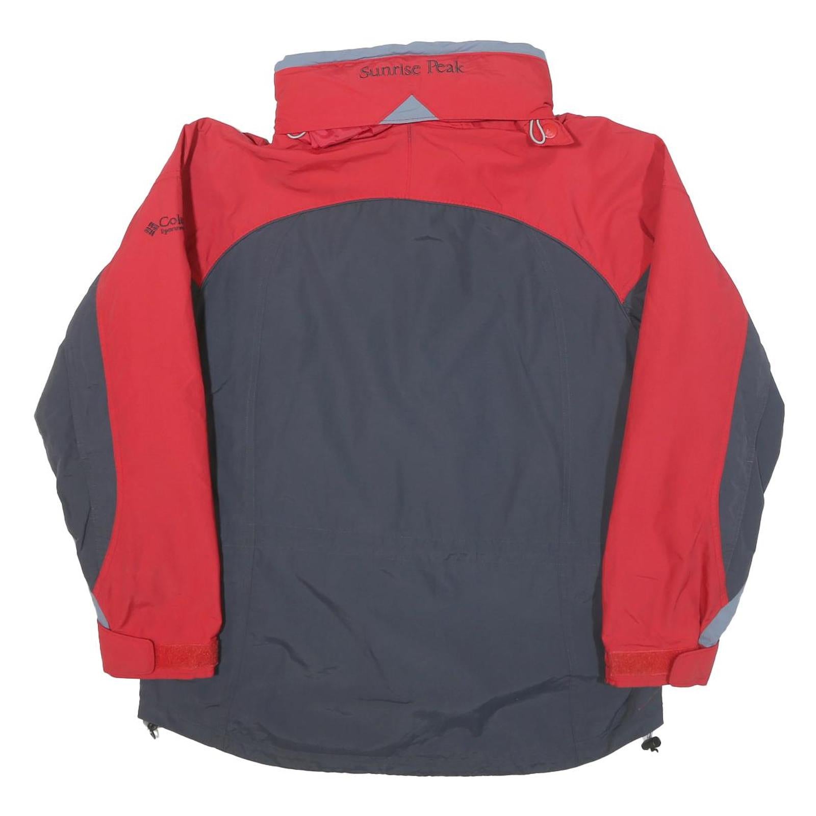 COLUMBIA Womens Red & Grey Outdoor Jacket L Polyester Blend Zip Winter Wear