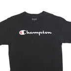 CHAMPION Mens Black Graphic T-Shirt M Short Sleeve Crew Neck Cotton Blend